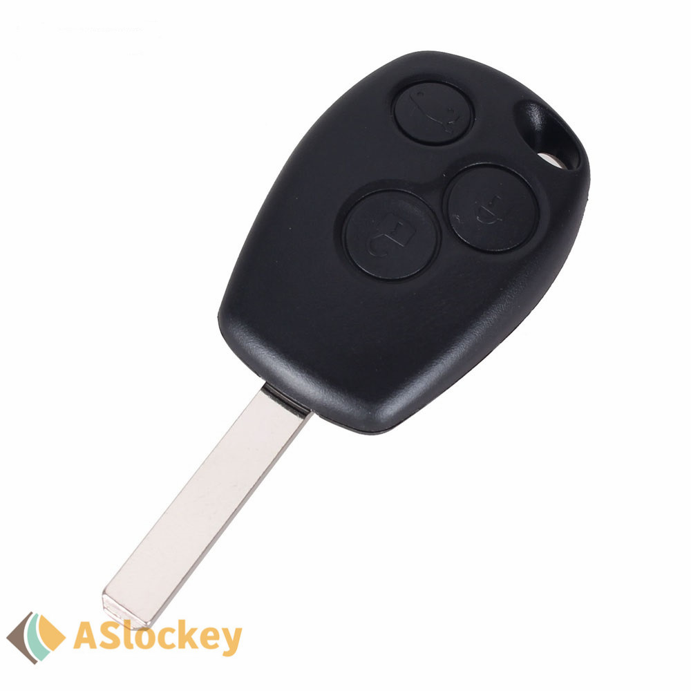 Renault 3 button key blank with stainless steel battery clamp