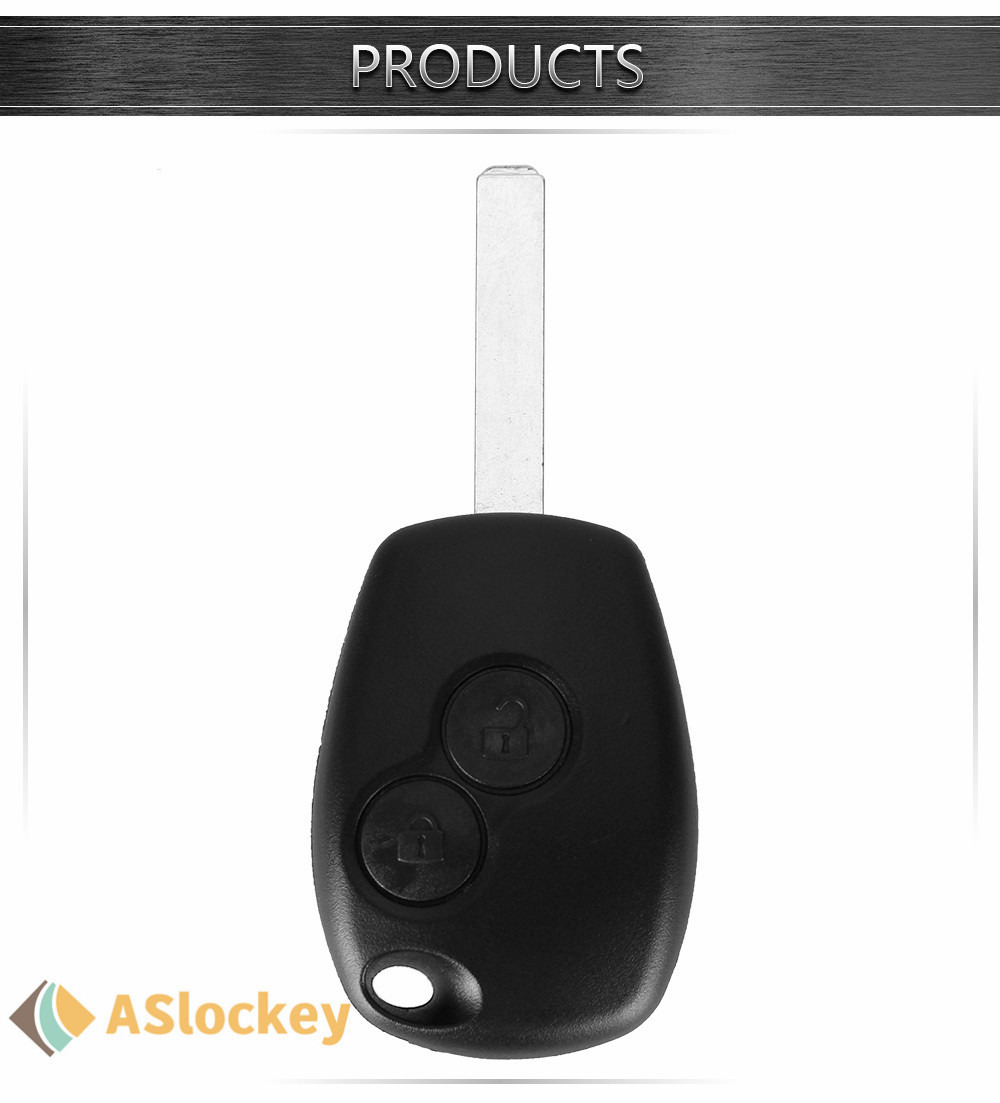 Renault 2 button key blank with stainless steel battery clamp -NO LOGO